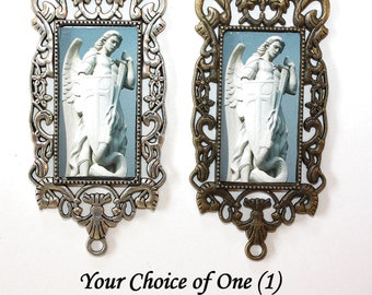 St. Michael the Archangel MEGA SIZE Rosary Center Part | Your Choice of Bronze or Antique Silver | Suitable for Wall Rosaries | STA-101-253