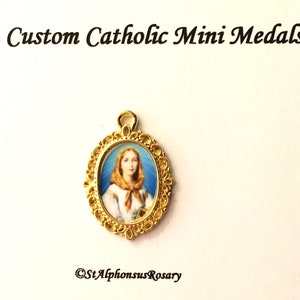 WATERPROOF St. Dymphna MINI medals | Choice: 1, a set of 5 or 10  Medals | Antique Silver, Bronze, Antique Gold, Bright Gold |  STA-101-331