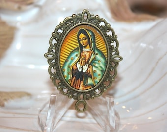Rosary Gifts Our Lady of Guadalupe # 1/Custom Rosary Center Part | Antique Silver, Bronze, Antique Gold or Bright Gold | STA-101-325