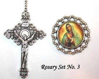 Bright Gold Crucifix | Large Size Rosary Making Crucifix (2 and 1/8 inches)  or Pendant | Your Choice of One, Three of Five!