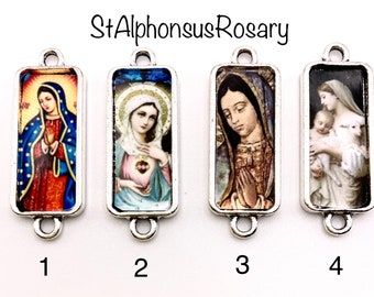 Guadalupe/Immaculate Heart Connector | 1 or a discounted set | Bronze or Silver| For Rosaries/Bracelets/Necklaces | Rosary Parts| STA-101-62
