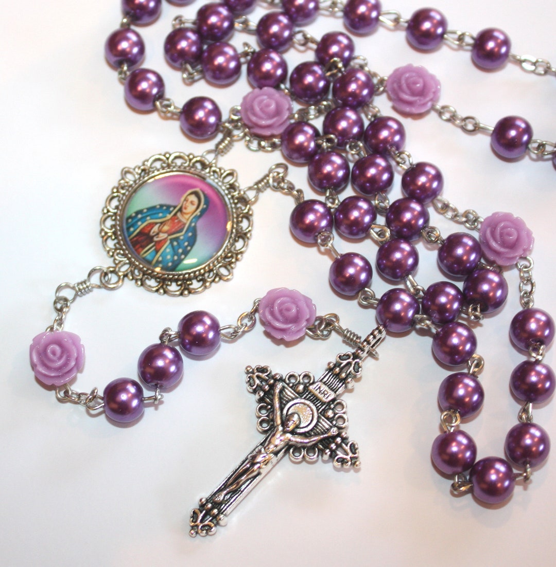 PURPLE Our Lady of GUADALUPE Rosary Nuestra Señora De Guadalupe