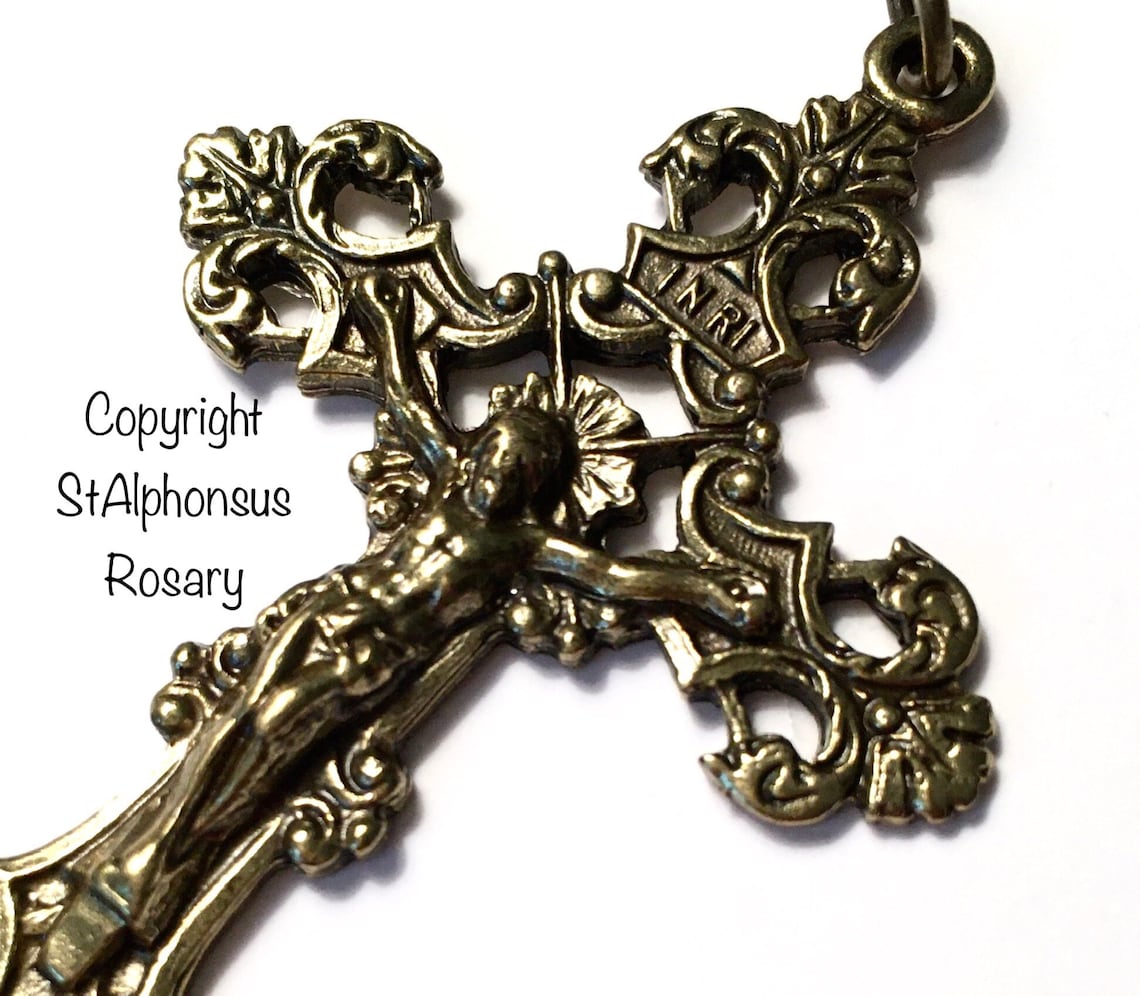 Bronze Italian Deluxe Rosary Crucifix Large Rosary Making Etsy