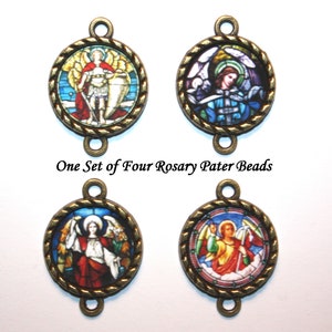 Bronze Archangel Pater Set - St. Michael, Raphael, Gabriel ROSARY Parts Connector | Your Choice of 1, or a discounted set! |  STA-101-213