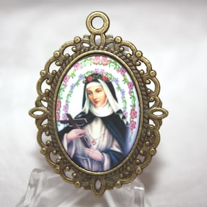 Rosary Gifts Custom Large Medal/St. Rose of Lima/Available in Antique Silver, Antique Gold or Antique Bronze