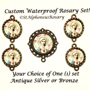 Rosary Gifts Custom Immaculate Heart of Mary Rosary Set | One Set | Available in Bronze or Silver | Rosary Supplies | STA-101-238