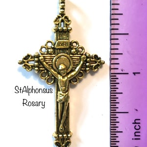Antique Gold Finish Crucifix  | Medium Sized Crucifix (1 and 3/4 High) | Rosary Making Supplies | Your Choice of 1 or a set of Three!