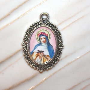 Rosary gifts St. Rose of Lima Mini Medal /Add to Rosaries/Bracelets, etc./Catholic Medal/Christian Medal/Bronze Silver Charm STA-101-349 image 2