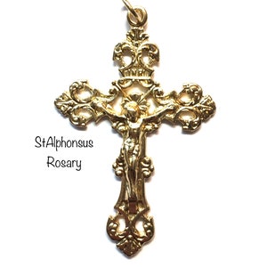 Antique Gold Italian Deluxe Rosary Crucifix | Large Rosary Making Crucifix (2 inches) | Your Choice of One or Three!