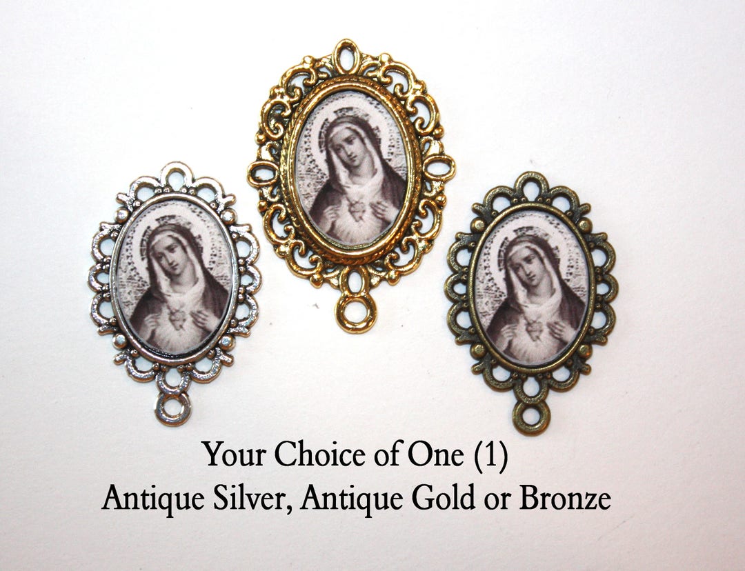 One (1) Immaculate Heart of Mary Vintage Image Rosary Center Part ...