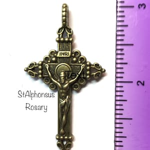 Bronze Finish Rosary Crucifix | Medium Sized Rosary Crucifix (1 and 3/4 inches) | Your Choice of One or Three!