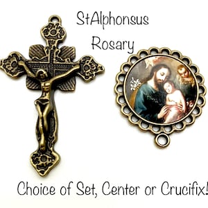St. Joseph & the Child Jesus Rosary Set | Choice of Set, Crucifix or Center | Antique Gold, Bronze or Antique Silver Finish | STA-101-74:
