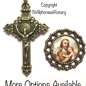 St. Joseph and the Child Jesus | Choice of Rosary Set or Center | Antique Silver or Bronze setting | Unique Waterproof Center | STA-101-75