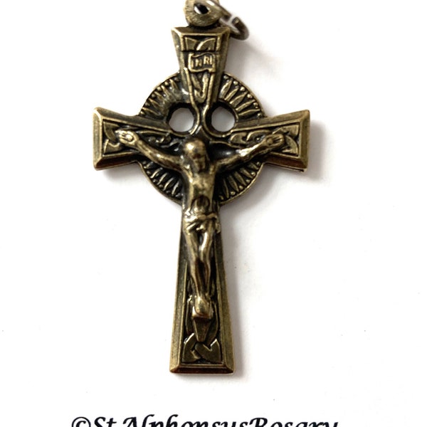 Bronze Irish Celtic Crucifix (Imported from Italy) | Medium Size Crucifix or Pendant | Choice of One, Three or Five! | Imported from Italy