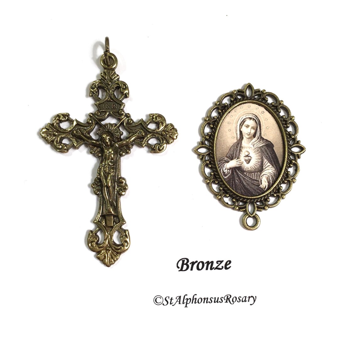 Choice of Immaculate Heart of Mary Bronze Rosary Set or Center | One ...