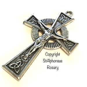 Antique Silver Irish Celtic Crucifix | Medium Size Rosary Making Crucifix (1 & 5/8 inches) | Two Sided Design |Your Choice of One or Three!
