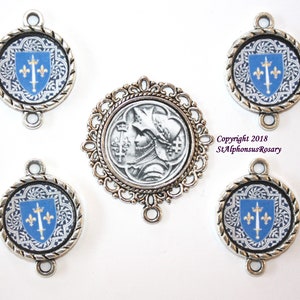 Rosary Gifts Custom St. Joan of Arc Rosary Set | Silver Center & 4 Pater Image Medal Connectors Links | Rosary Supplies | STA-101-217