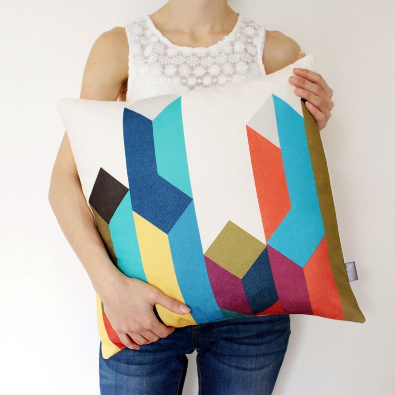 Geometric Decorative Pillow Cover Multicolor Throw Etsy