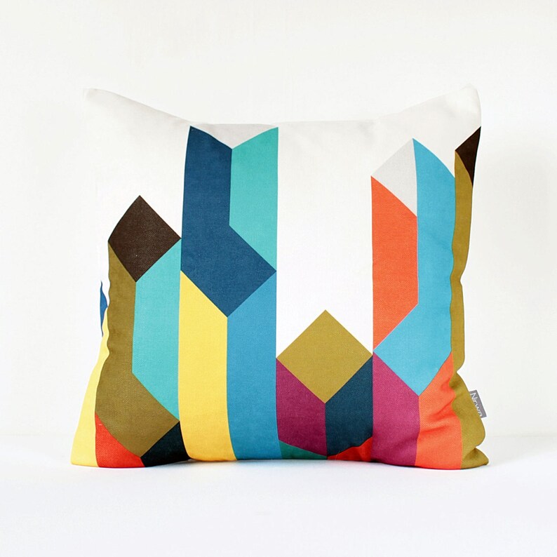 Geometric Decorative Pillow Cover Multicolor Throw Etsy