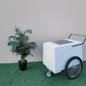 Standard size White Paleta Cart, Popsicle Cart, Ice Cream Cart with chrome trim