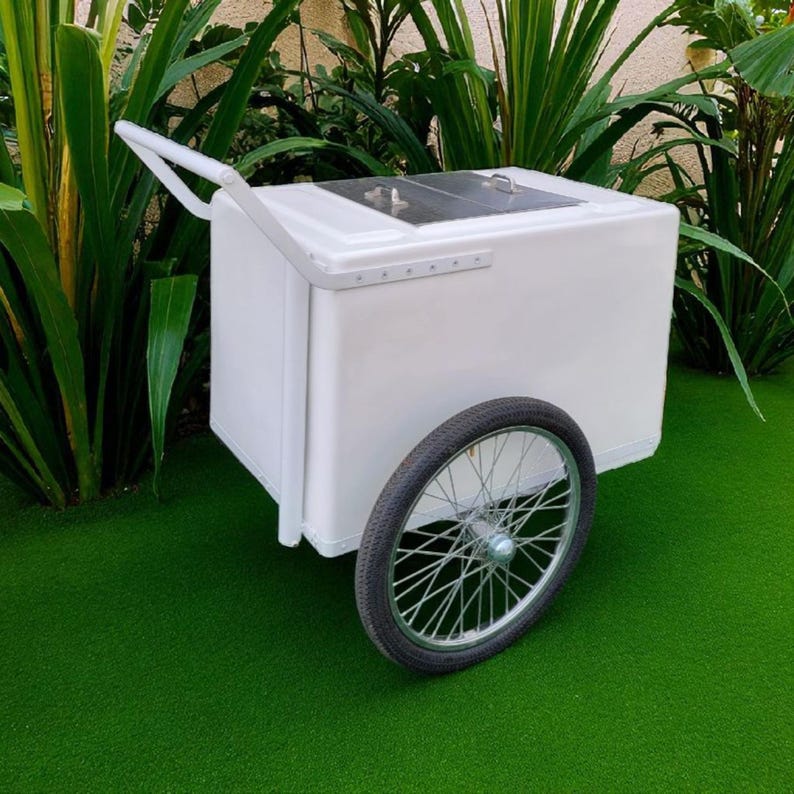 Standard Popsicle Cart, Paleta Cart, Ice Cream Cart white with white-chrome trim image 2