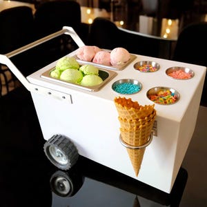 Table top Snack / Ice Cream Cart , churro cart 2 containers with paleta cart traditional custom handle