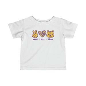 幼児用 T シャツ - 平和 - 愛 - トラ - かわいい紫と金のトラのシャツ - 紫と金