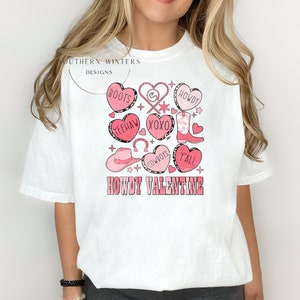 Comfort Colors Howdy Valentine T-shirt, Cowboy Valentine, Cowgirl Valentine, Western Valentine, Western Valentine pink Cowgirl Boots T-shirt