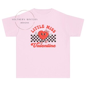 T-shirt di San Valentino per bambini Little Miss Valentine Comfort Colors, camicia di San Valentino per ragazze, camicia di San Valentino per bambini, camicia di San Valentino retrò