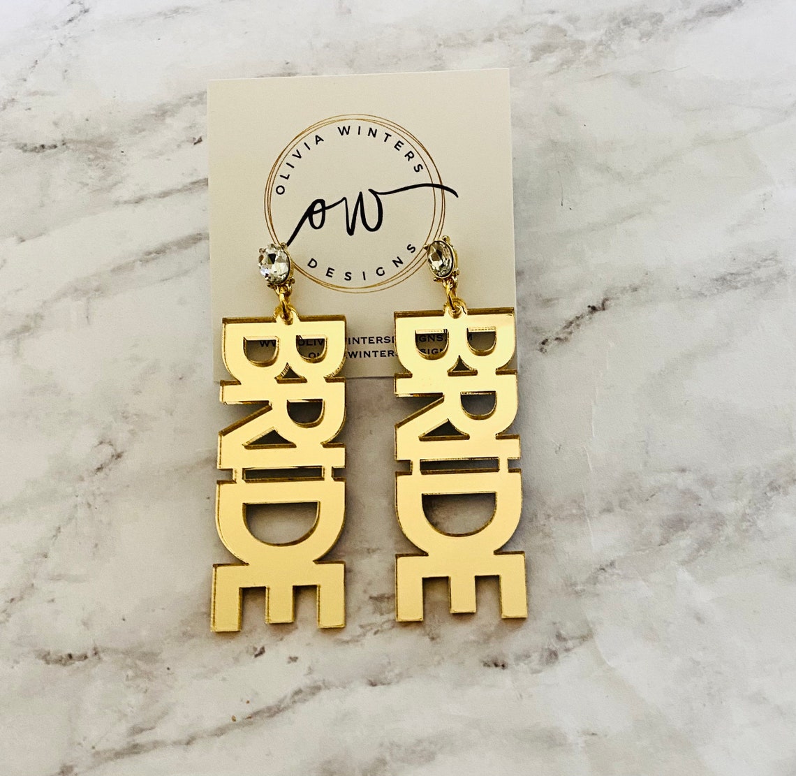 BRIDE Gold Mirror Silver Mirror or Rose Gold Mirror Earrings Etsy