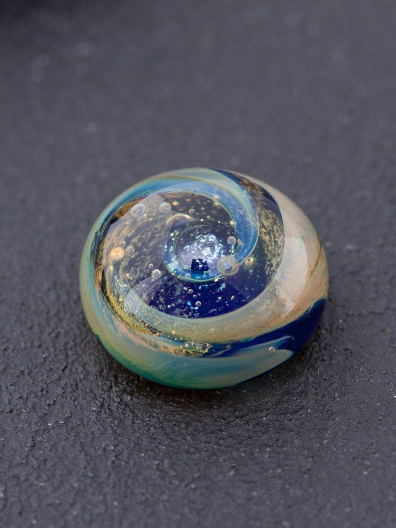 Lampwork Cabochon with Stellar Pattern Handmade Glass Cabochon Bracelet Brooch Nebula Cab Bead for Ring