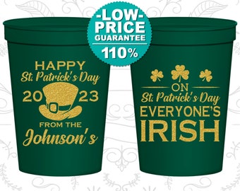 Patty/'s Day Stadium Cups St Shamrock Patrick/'s Day Personalized Stadium Plastic Cups Irish Favor Kiss Me I/'m Irish Irish Wedding St