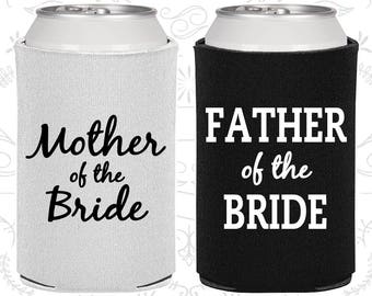 bride and groom beer koozies