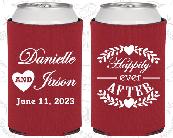 Happily Ever After, Personalized Wedding, Floral Wedding Favors, Heart, Cheap Wedding Can Coolers (274) Il_570xn