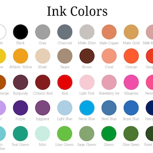 a color chart with different shades of ink