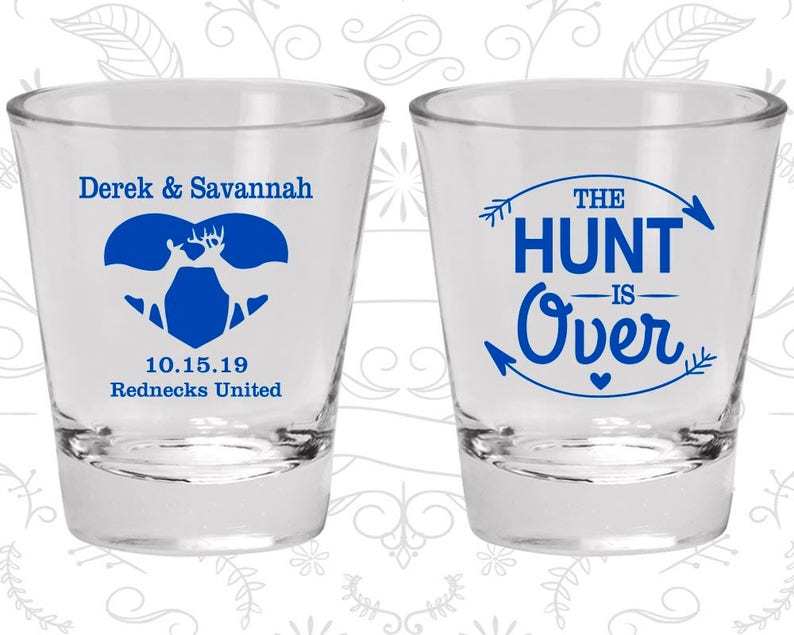 520 Deer Antler Wedding Shot Glasses Antler Wedding Shot Glasses The Hunt is Over Wedding Shot Glasses Glasses Custom Shot Glass