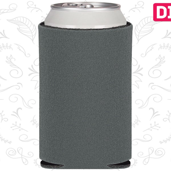 100 Pack - Blank Can Coolers Charcoal Gray Blank Coolers Gray Foam Can Holders Collapsible Bulk Beer Huggers DIY Crafts
