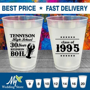 Class Reunion Frosted Cups, High School Reunion Favors, Class of 1995 Reunion, 30 Year College Reunion, Reunion Decorations | 140027