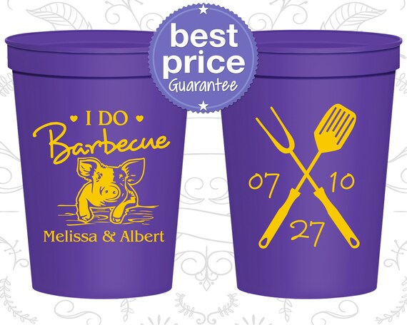 Wedding Stadium Cups, Wedding Cups, Plastic Cups, Stadium Cups, Personalized Cups, Personalized Wedding Cups, I do BBQ Cups (C46) Il_570xn
