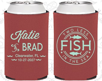 Two Less Fish in the Sea Wedding Favors, Custom Wedding, Fisherman Wedding, Wedding Favor Can Coolers (21)