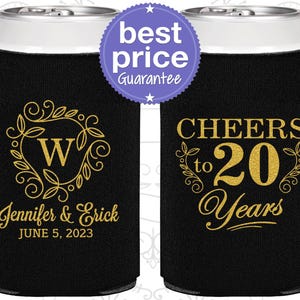 20th Wedding Anniversary Party Favors, Anniversary Can Cooler, Anniversary Party Favor, China Anniversary Favors, Cheers to 20 Years | 80001