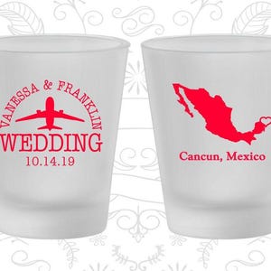 Mexico Wedding, Imprinted Frosted Glassware, Destination Wedding, Frosted Shot Glasses, Cancun Wedding | 184