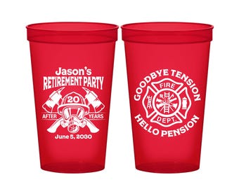 Retirement Stadium Cups, Retirement Party Favors, Retirement Gifts, Retirement Party Decorations, Firefighter Retirement Party | 150015