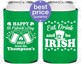 St Patricks Day Party Favors, St Patricks Day Can Cooler, Saint Pattys Day, Irish Gifts, Eat Drink and Be Irish (200002)