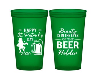 St Patricks Day Party Cups, St Patricks Day Favors, St Pattys Day, St Patricks Day Idea, Shamrock Cups, Leprechaun Cups | 200019