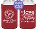 Wedding Can Coolers, Love Laughter and Happily Ever After, Monogram, Personalized Can Coolers, Custom Can Coolers, Wedding Favors (C61) 