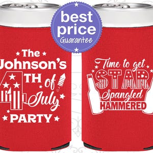 Independence Day, 4th of July Can Coolers, July 4th Decorations, Fourth of July Party Ideas, Star Spangled Hammered | 220049