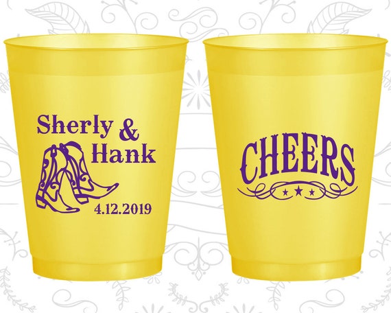 Cheers Cheap Shatterproof Cups Country Wedding Cowboy Boots