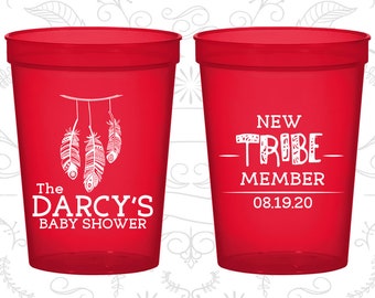 New Tribe Member, Baby Shower Cups, Tribal Baby Shower Cups, Baby Shower Favors, Baby Shower Party Supplies (90183)