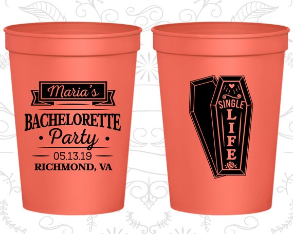Halloween Bachelorette Cups, Bachelorette Party Cups Personalized, Single Life, Bachelorette Cups (60095) Il_570xn